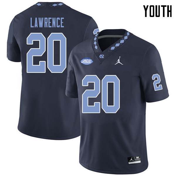 Jordan Brand Youth #20 Amos Lawrence North Carolina Tar Heels College Football Jerseys Sale-Navy